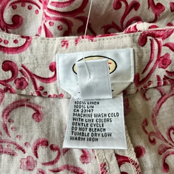 Talbots Floral Linen High Rise Ankle Cropped pants - Picture 7 of 9